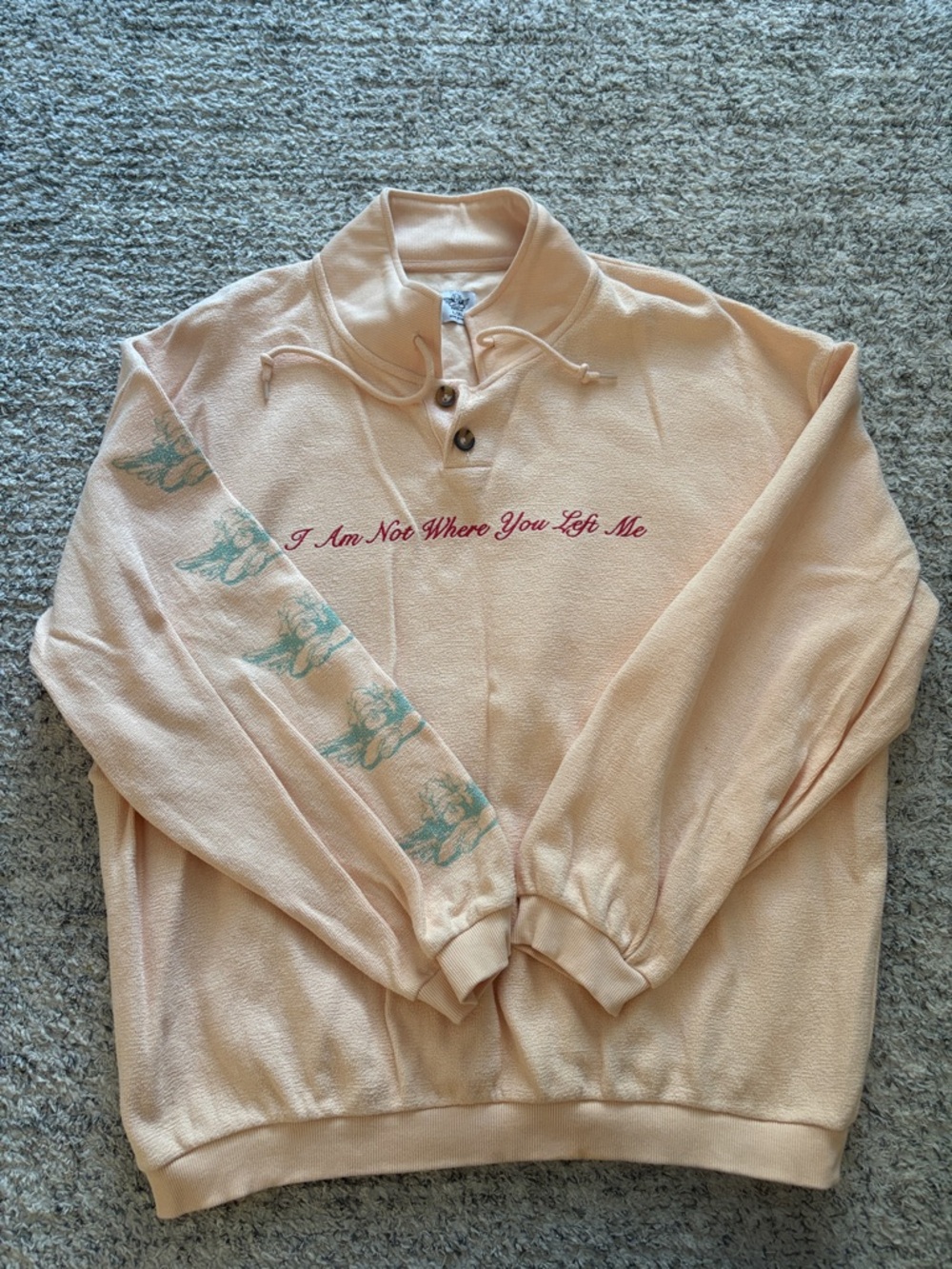 BOYS LIE Peach Pullover Sweatshirt with Script and Sleeve Graphics